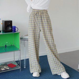 SHEIN DAZY Tartan Drawstring Waist Pants